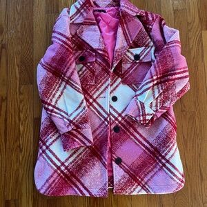Lulus Pink and Red Plaid Jacket NEW with tags
